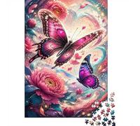Pink Butterflies and Flowers 1000 Piece Jigsaw Puzzle for Adults | 38x26cm Vibrant butterfly and floral artwork offers a relaxing screen-free activity and a beautiful display after