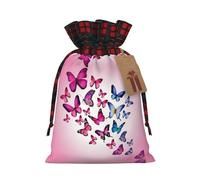 Pink Butterflies Patterned decorative gift bag, drawstring candy bag, reusable, suitable for storing gifts or everyday items.