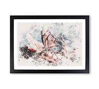 Pink Butterflies Watercolour Framed Print | A2 Black Framed Wall Art | Ready to Hang | Modern Historical Picture | Living Room Bedroom Lounge Office