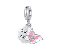 Pink Butterfly and Quote One of a Kind Double Dangle Charm Compatible with Pandora Charms Bracelets