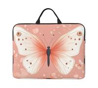 Pink Butterfly Flower Notebook Carrying Case With Handle Laptop 14 Inch Computer Sleeve For Women Men Padded Cover Laptop Bag