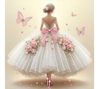 Pink Butterfly Gown Special Shaped DIY Partial Drill Diamond Painting Kits for Adults Beginners Home Decor Diamonds Paintings Gem Art 30x30cm