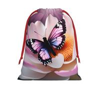 Pink Butterfly Print Gift Drawstring Bag Reusable Pouch Festive Decor Party Favor Daily Storage Sack