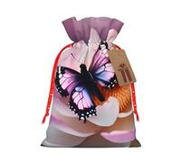 Pink Butterfly Print Gift Drawstring Bags Reusable Present Sack Versatile Birthday Holiday Party Favors