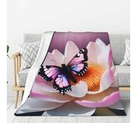 Pink butterfly Print Lightweight Warm Blanket Soft Thick Blankets Bedroom Camping Living Room Traveling