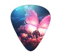 pink butterfly Printed pick set - 12 pieces, thin, medium and thick guitar picks, suitable for guitar, bass, electric guitar and ukulele