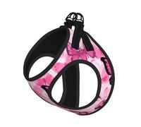 Pink Butterfly Seamless Tile Print Dog Harness Leash Set Reflective Pet Harness Puppy Vest Suitable Dogs Cats Small Breeds