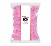Pink Buttons 1kg | Creamy Candy Buttons | Melt-in-the-Mouth Treat | Bulk Sharing Pack | Monmore Confectionery