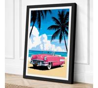 Pink Cadillac at Paradise Canvas Wall Art Print 24x16 Inch (61 x 41 cm)