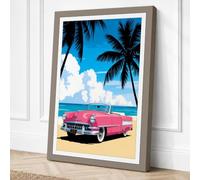 Pink Cadillac at Paradise Canvas Wall Art Print 24x16 Inch (61 x 41 cm)