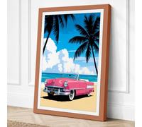 Pink Cadillac at Paradise Canvas Wall Art Print 24x16 Inch (61 x 41 cm)