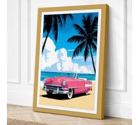 Pink Cadillac at Paradise Canvas Wall Art Print 36x24 Inch (91 x 61 cm)