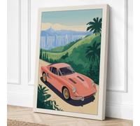 Pink Cadillac Dream Retro Canvas Wall Art Print 24x16 Inch (61 x 41 cm)