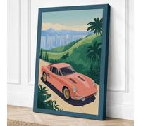 Pink Cadillac Dream Retro Canvas Wall Art Print 36x24 Inch (91 x 61 cm)