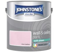 Pink Cadillac Johnstone’s Wall & Ceiling Soft Sheen Paint 2.5L - Subtle Sheen Finish, Durable & Washable, Quick Dry, Low Odour Interior Paint for Walls & Ceilings