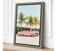 Pink Cadillac Paradise Retro Canvas Wall Art Print 18x12 Inch (46 x 30 cm)