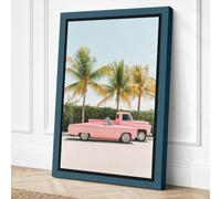 Pink Cadillac Paradise Retro Canvas Wall Art Print 24x16 Inch (61 x 41 cm)