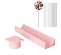 Pink Cake Pop Mould Set with Round Dessert Mould & Tray, Easy Release Silicone Cake Pop Maker Kit, Cake Pop Cutter & Cake Form Kit for DIY Cake Pops, Chocolate, Candy Making, Home Kitchen Baking