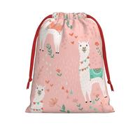 Pink Camel Cactus Print Gift Reusable Bag Drawstring Festive Birthday Presents Daily Storage Office Supplies