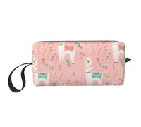 Pink Camel Cactus Print Portable Cosmetic Pouch, Travel Storage Case, Zippered Organizer Bag for Quick Access