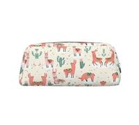Pink Camel Cactus Printing Leather Pencil Pouch Pen Case Elegant and Practical Bag for Students Perfect for Office School