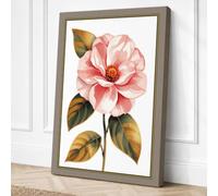 Pink Camellia Botanical Canvas Wall Art Print 24x16 Inch (61 x 41 cm)