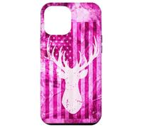 Pink Camo American Flag Deer Antler Hunting Design Case for iPhone 12 Pro Max