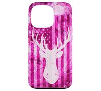 Pink Camo American Flag Deer Antler Hunting Design Case for iPhone 13 Pro
