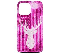 Pink Camo American Flag Deer Antler Hunting Design Case for iPhone 13 Pro Max