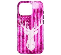 Pink Camo American Flag Deer Antler Hunting Design Case for iPhone 16 Pro