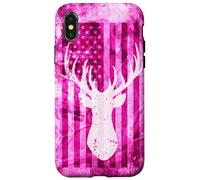 Pink Camo American Flag Deer Antler Hunting Design Case for iPhone X/XS