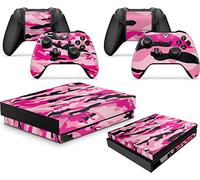PINK CAMO Skins for Xbox One X XBX Console Decal Vinal Sticker + 2 Controller Set