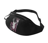 Pink Camouflage American Flag Deer Hunting Waist Bag Men's and Women's Adjustable Travel Chest Pack Outdoor Running Waist Bag