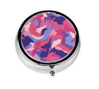 Pink Camouflage Small Pill Box 3 Compartment Portable Pill Box for Purse Pocket Camo Military Mini Medicine Organiser for Daily Vitamin Fish Oil Storage