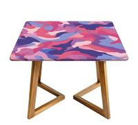 Pink Camouflage Square Tablecloth with Elastic Edgs Camo Military Fitted Table Cover Waterproof Topper Cap for Dining Wedding Party Picnic 176cm