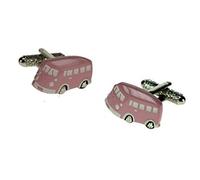 Pink Camper Van Campervan Design Cufflinks in Gift Box - Onyx-Art London CK474
