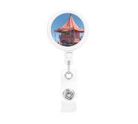 Pink Camper Van Retractable Badge Holder Durable and Wear Resistant Lanyard for Hospital Work Staff Campus Compact