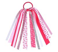 Pink Cancer Awareness Ponytail Hair Ribbon Streamer Pigtail Pony Holder Elastic Hair Tie Bands for Women Girls October Breast Cancer Awareness Month Parade Outfit Decor Accessories