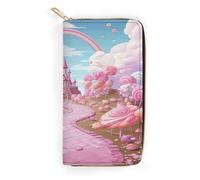 Pink Candy Land Leather Wallet, Bifold Stylish Wallets, Credit Card Holder for Passport Covers, Purse Passport Bag for Men Women