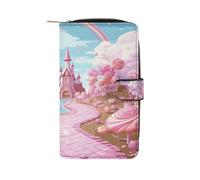 Pink Candy Land Leather Wallet,Multiple Card Slots Clip,Multi-Functional Slim Billfold For Men Women