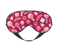 Pink Candy Printing All-Occasion Sleep Eye Mask with Double Sides Adjustable Strap Perfect for Shifts & Travel