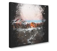 Pink Capped Mountains in Italy Paint Splash Canvas Print | Gallery Wrapped 30mm Frame Wall Art | 14x14 inches | Ready to Hang | Modern Landscape Picture | Living Room Bedroom Lounge Office