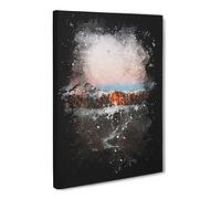 Pink Capped Mountains In Italy Paint Splash Canvas Print | Gallery Wrapped 30mm Frame Wall Art | 30x20 inches | Ready to Hang | Modern Landscape Picture | Living Room Bedroom Lounge Office