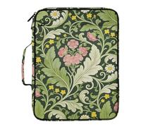 Pink Carnation Green Leaves William Morris Organizer with Pocket 7 Pockets A4 Letter Size with Zipper Closure for Office Document File Folder para guardar
