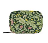 Pink Carnation Green Leaves William Morris Vitamins Bags with Detachable Compartments Attachable Pill Bag Organizer