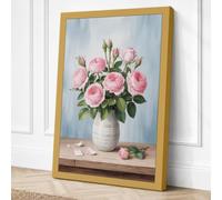 Pink Carnations in White Vase Canvas Wall Art Print 36x24 Inch (91 x 61 cm)