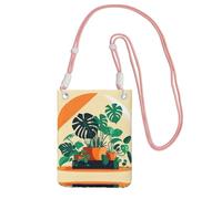 Pink Carry Crossbody Purse â€“ Cartoon Turtle Back Bamboo Print Strap Mobile Phone Bag, Perfect for Shopping, and Outdoor Activities