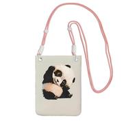 Pink Carry Crossbody Purse – Cute Little Panda Print Mobile Phone Bag, Perfect for Commuting, Shopping, and Outdoor Activities