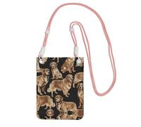 Pink Carry Crossbody Purse â€“ Golden Retrievers Print Mobile Phone Bag, Perfect for Commuting, Shopping, and Outdoor Activities