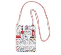 Pink Carry Crossbody Purse â€“ I Love London Print Mobile Phone Bag, Perfect for Commuting, Shopping, and Outdoor Activities